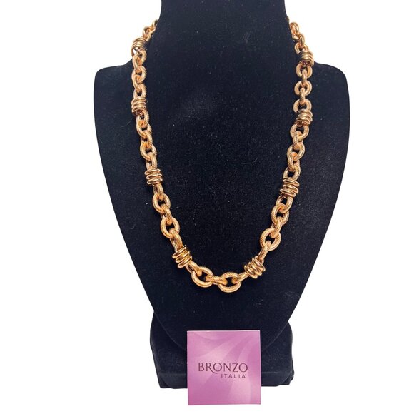 Bronzo Italia Jewelry - Bronzo Italia 20" Chunky Textured Status Link Necklace (6288)